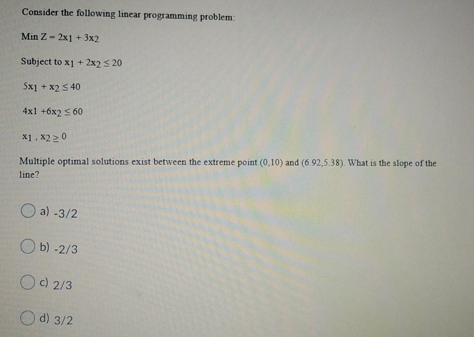 Solved Consider The Following Linear Programming Problem: | Chegg.com