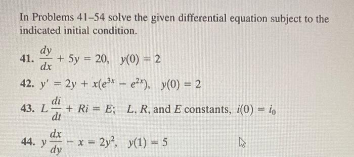 Solved In Problems 41-54 solve the given differential | Chegg.com