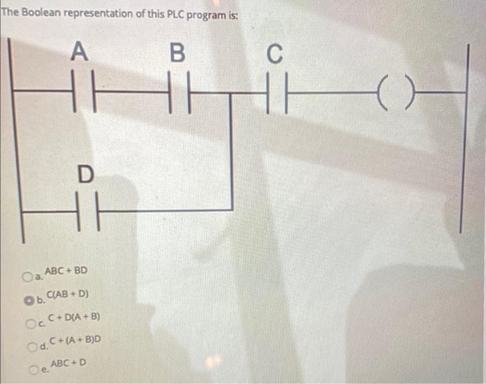 Solved The Boolean representation of this PLC program is: | Chegg.com
