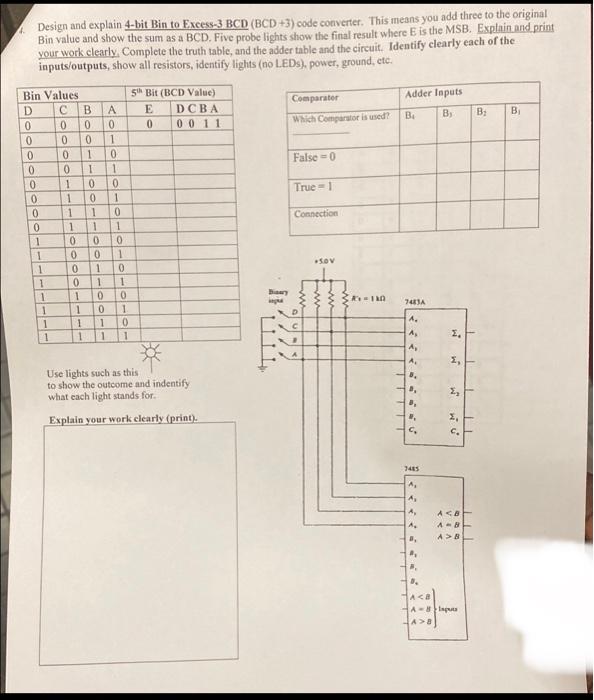 Solved Design and explain 4-bit Binto Excess-3 BCD (BCD+3) | Chegg.com