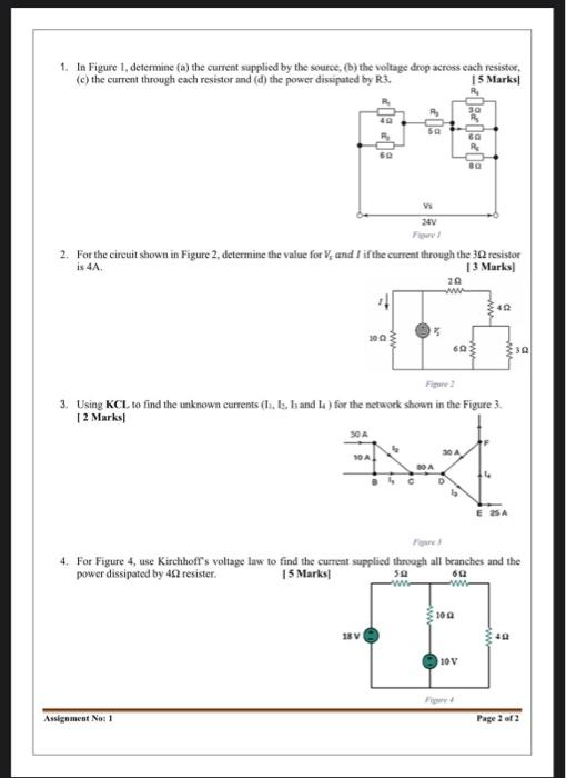 Solved 1. In Figure 1, Determine (a) The Current Supplied By | Chegg.com