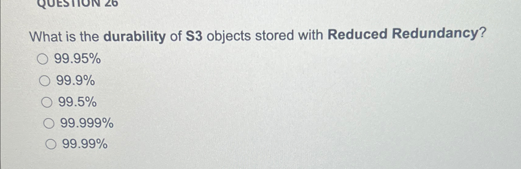 Solved What Is The Durability Of S3 ﻿objects Stored With | Chegg.com