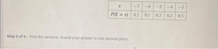 Solved Step 2 of 5: Find the variance. Round your answer to | Chegg.com