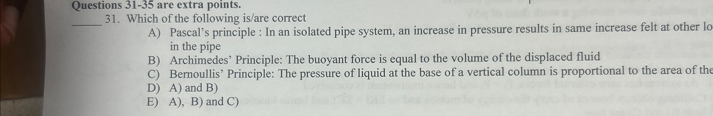 Solved Questions 31-35 ﻿are extra points.q, 31. ﻿Which of | Chegg.com