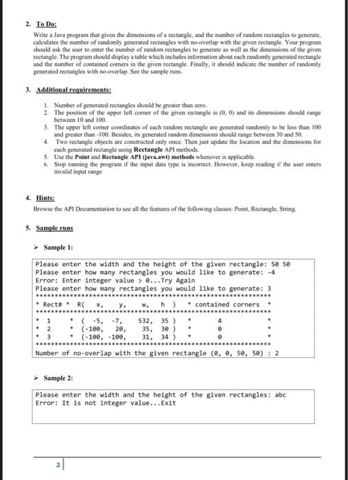 Solved 2. To Do: Write a Java program that given the | Chegg.com