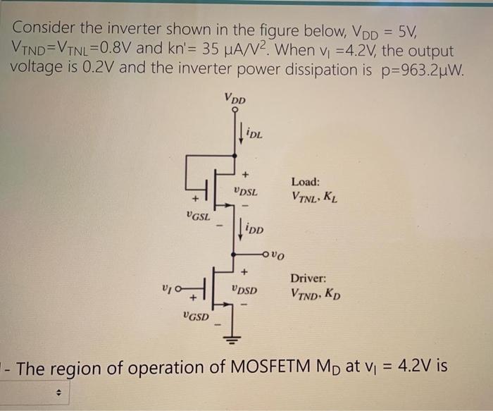 Solved Consider the inverter shown in the figure below, VoD | Chegg.com