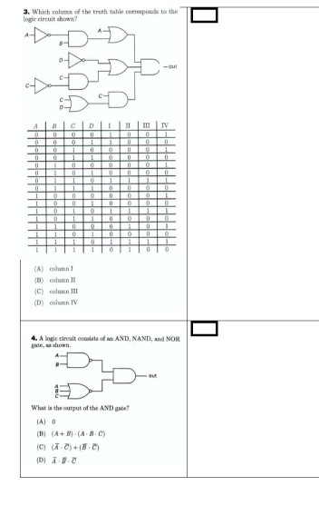 Solved 3. Which column of the truth table corresponds to the | Chegg.com