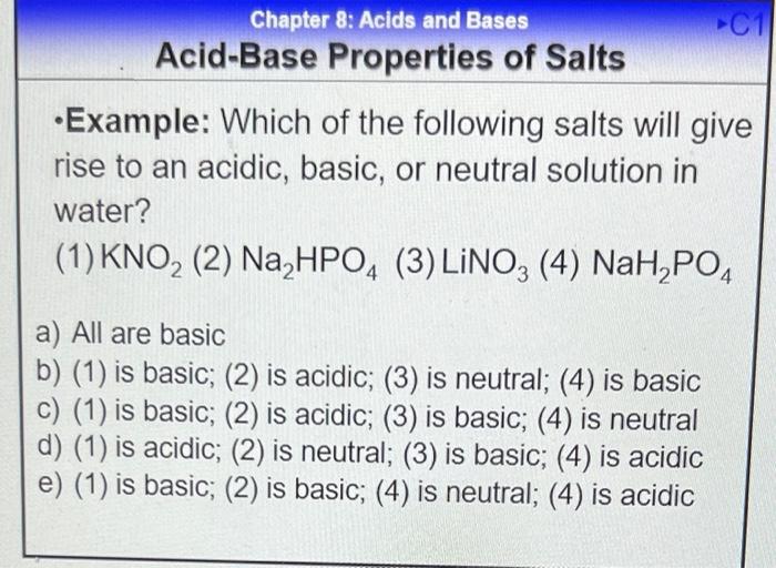 Solved C1 Chapter 8: Acids And Bases Acid-Base Properties Of | Chegg.com