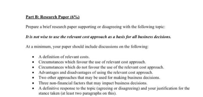 Solved Part B: Research Paper (6%) Prepare A Brief Research | Chegg.com