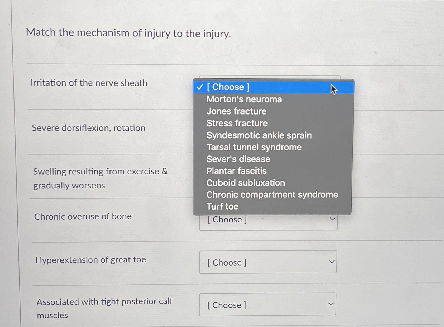 Solved Match the mechanism of injury to the | Chegg.com