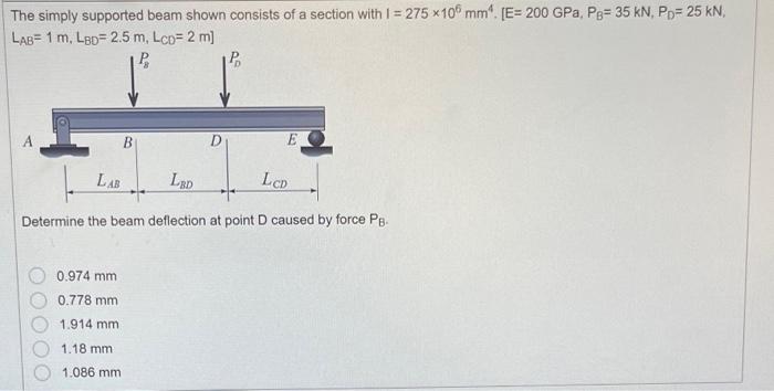Solved The simply supported beam shown consists of a section | Chegg.com