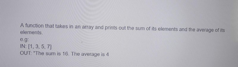 Solved A function that takes in an array and prints out the | Chegg.com