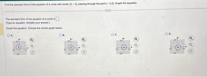 Solved The standard form of the equation of a circle is | Chegg.com