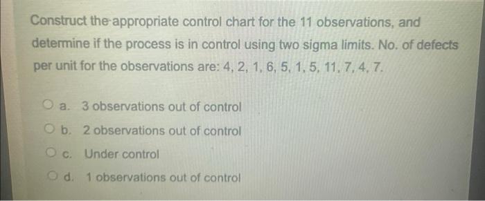 Solved Construct the appropriate control chart for the 11 | Chegg.com