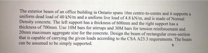 Solved The exterior beam of an office building in Ontario | Chegg.com
