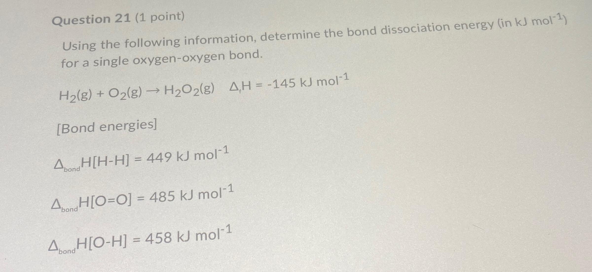 Solved Question 21 (1 ﻿point)Using the following | Chegg.com