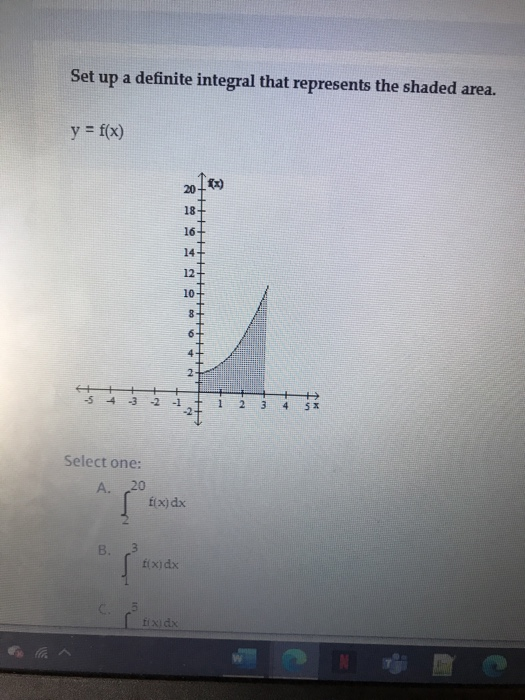 Solved Set up a definite integral that represents the shaded | Chegg.com