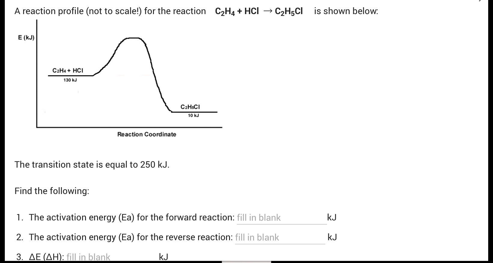 Solved A reaction profile (not to scale!) ﻿for the reaction | Chegg.com