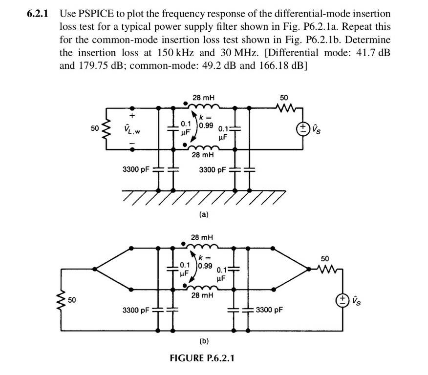 6.2.1 Use PSPICE to plot the frequency response of | Chegg.com