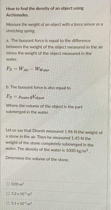 How to find the deals density of an object