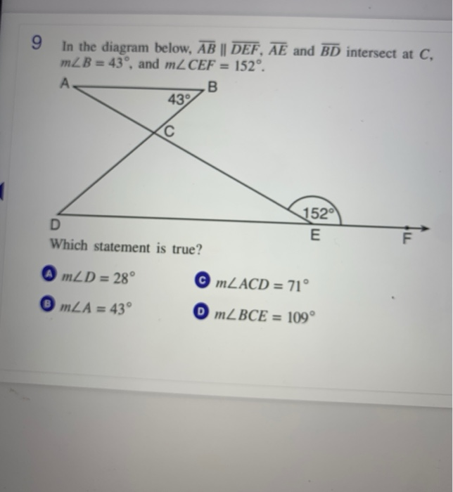 Solved 9 In the diagram below, AB DEF, AE and BD