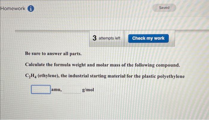 Solved Be sure to answer all parts. Calculate the formula Chegg