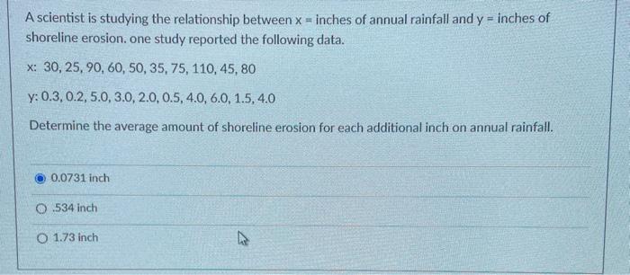 Solved A scientist is studying the relationship between x = | Chegg.com