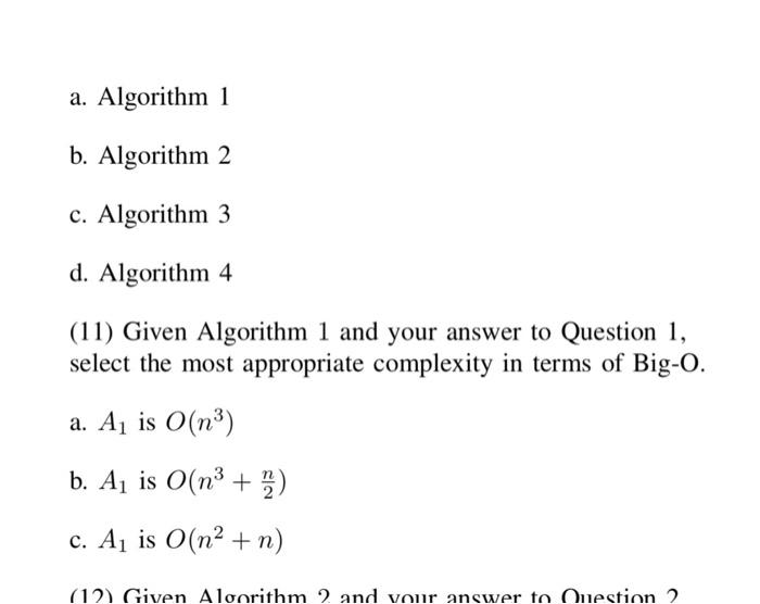 Solved (16) For Algorithm 2 select a c eZ+ and provide an no | Chegg.com