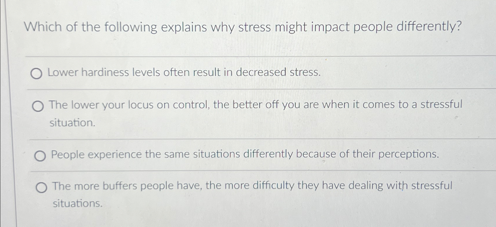 Solved Which of the following explains why stress might | Chegg.com