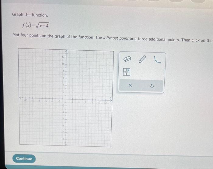 Solved Graph the function. f(x)=x−4 Plot four points on the | Chegg.com