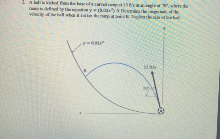 Solved 2. A Ball Is Kicked From The Base Of A Curved Ramp At | Chegg.com