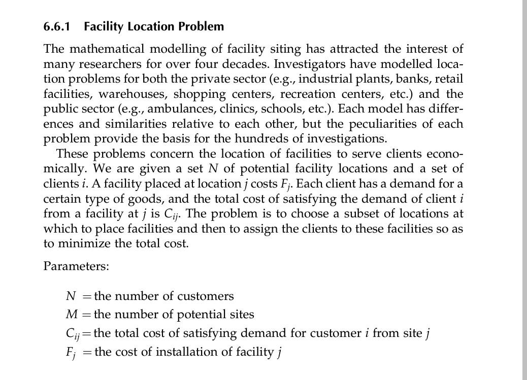 Solved 6.6.1 Facility Location Problem The mathematical | Chegg.com
