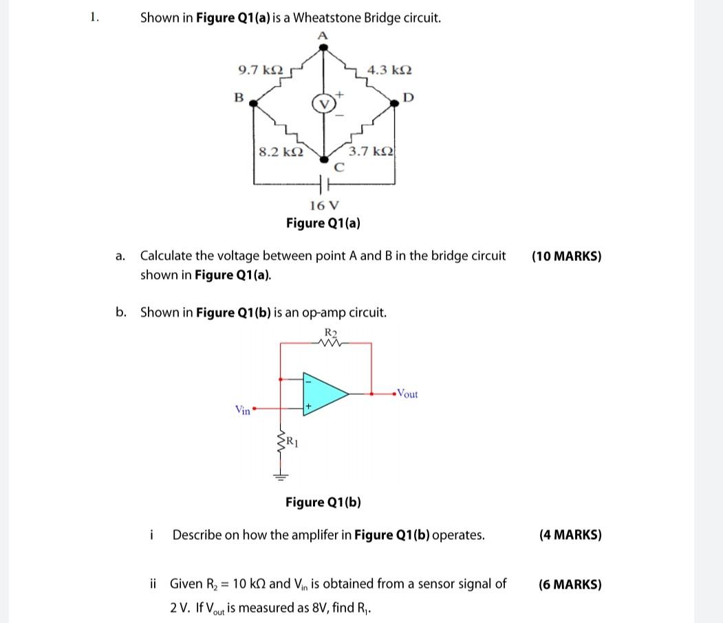 Solved 1. Shown in Figure Q1(a) is a Wheatstone Bridge | Chegg.com