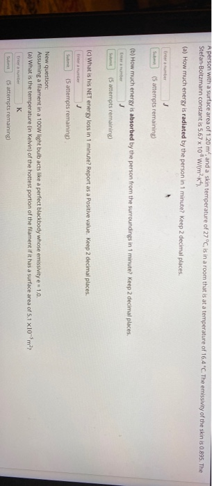 Solved Radiation of Energy The rate of heat transfer by | Chegg.com