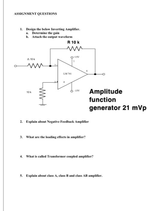 Solved ASSIGNMENT QUESTIONS 1. Design the below Inverting | Chegg.com