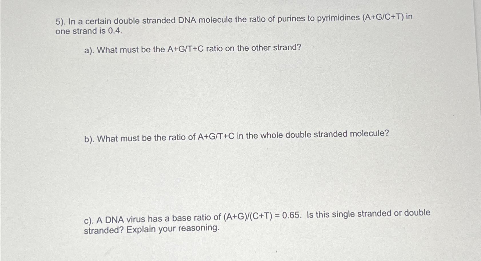 Solved ﻿in A Certain Double Stranded Dna Molecule The