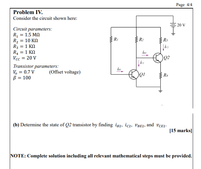 Solved Problem IV. Consider The Circuit Shown Here: Circuit | Chegg.com