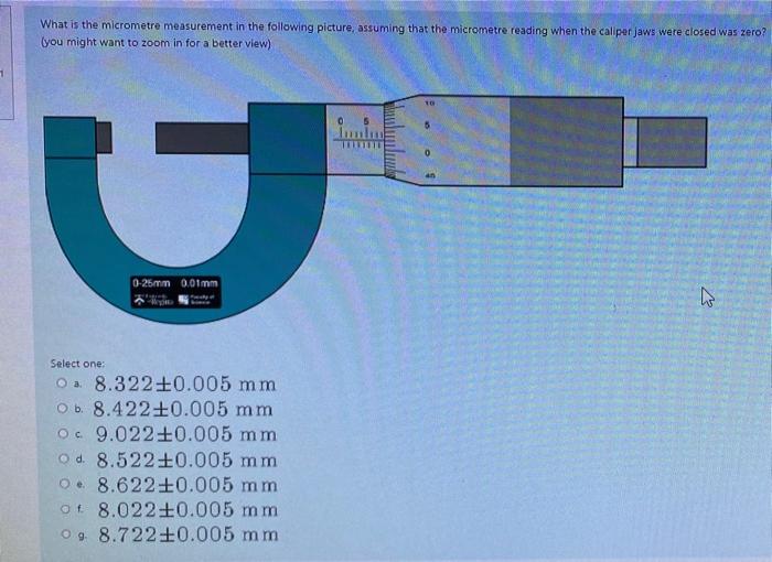Solved What is the micrometre measurement in the following