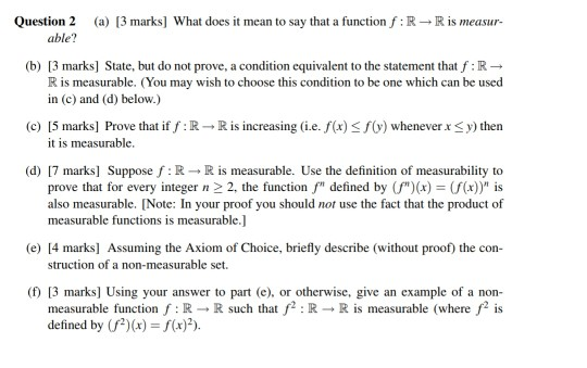 Solved Question 2 (a) [3 marks] What does it mean to say | Chegg.com
