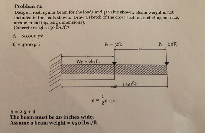 Solved Problem #2 Design a rectangular beam for the loads | Chegg.com