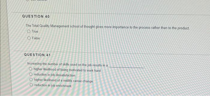 Solved QUESTION 40 The Total Quality Management school of | Chegg.com