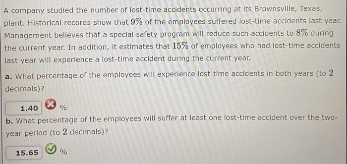 Solved A Company Studied The Number Of Lost-time Accidents | Chegg.com