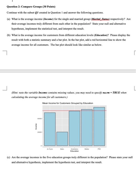 Solved Question 2: Compare Groups (30 Points) Continue with | Chegg.com