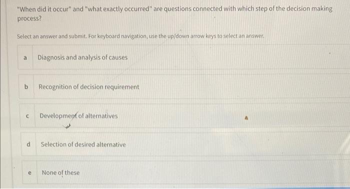 d Blundering Methods This step in decision making involves