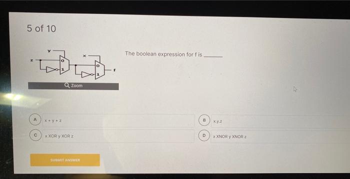 Solved The boolean expression for f is x XOR Y XOR z D XXNOR | Chegg.com