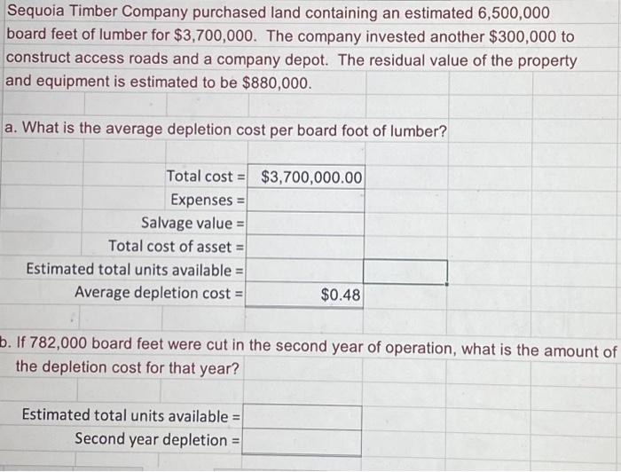 Solved Sequoia Timber Company purchased land containing an