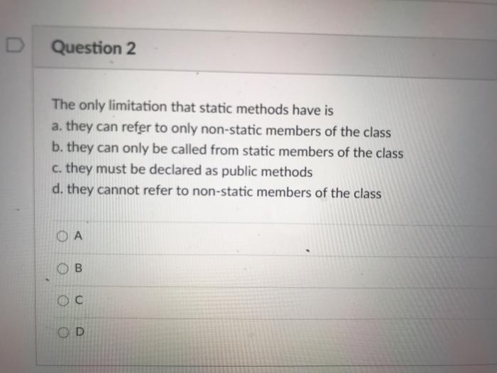 Solved Question 1 A static field is created by placing a. | Chegg.com