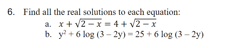 Solved Find all the real solutions to each | Chegg.com