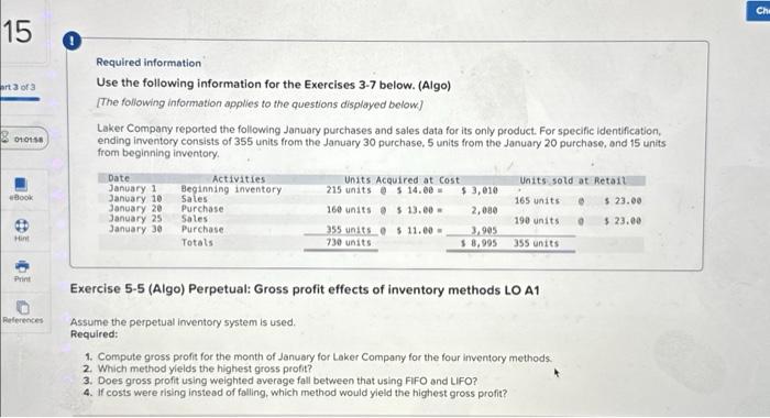 Solved Required information Use the following information | Chegg.com