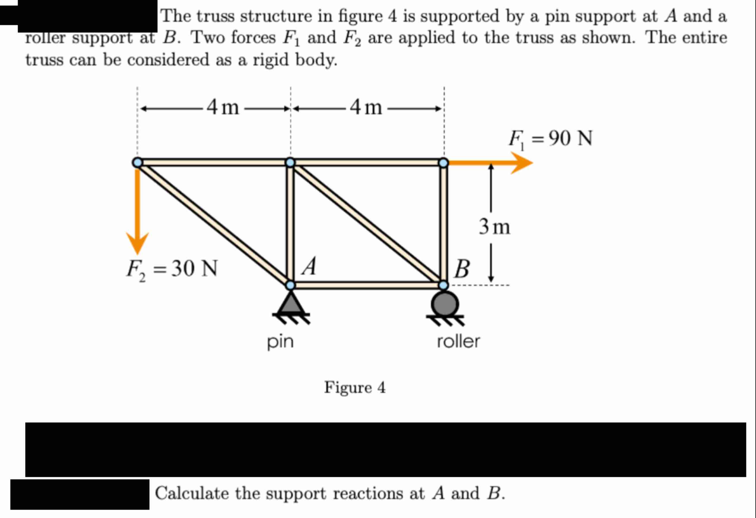 Solved The truss structure in ﻿figure 4 is ﻿supported by ﻿a | Chegg.com